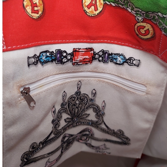 Brighton Large Canvas All That Glitters Ornate Tote Shoulder Bag - Picture 8 of 8